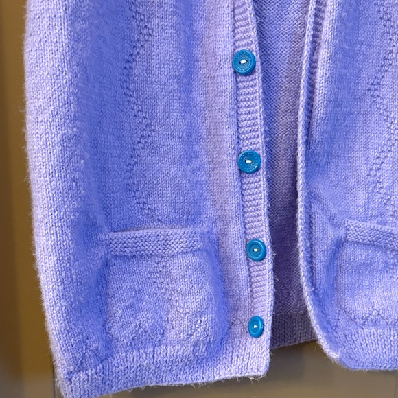 Lavender Knit Vest with Blue Buttons - Picture 2 of 7